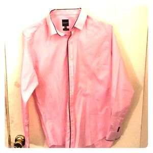 Pink button down shirt for men